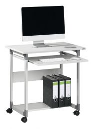 Computertisch, BxTxH 750x534x770 mm, 2 Böden, höhenverstellbarer Tastaturauszug, fahrbar, lichtgrau