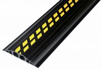 Industrie-Kabelbrücke, LxBxH 1500x200x35 mm, Kunststoff, 2 Kammern 1, Farbe schwarz/gelb