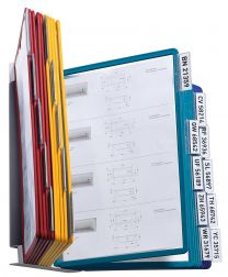 Sichttafelsystem, Wandhalter, Metall, 20 Sichttafeln-Polypropylen, 5xrot, 5xgelb, 5xgrün, 5xdunkelblau, Reiter 58 mm breit