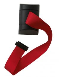 Wandkassette für Rollgurte, Wandfixierung inkl. Wandanschluss, Gehäuse Kunststoff schwarz, Gurt 4,60 m, rot