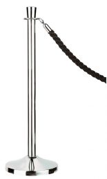 Seilständer, Ausf. Chrom mit schwarzer Nylon-Kordel, Höhe 0,95 m, Fußdurchm. 0,32 m Gewicht 12,5 kg