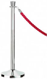 Seilständer, Ausf. Chrom mit roter Nylon-Kordel, Höhe 0,95 m, Fußdurchm. 0,32 m Gewicht 12,5 kg