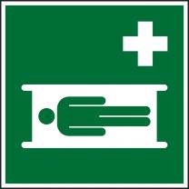 Rettungsschild, Krankentrage, Kunststoff lnl, 200x200 mm, DIN EN ISO 7010
