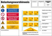 Regal-Belastungswarnhinweis, nach DIN EN 15636, für Fachbodenregal, BxH 297x210 mm