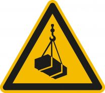 Warnschild, Warnung vor schwebender Last, Alu, Seitenlänge 200 mm, DIN EN ISO 7010
