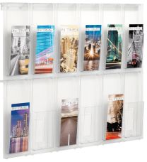 Wand-Display, 12x1/3 DIN A4, BxTxH 852x59x652 mm, glasklar, inkl. Montageschiene + Befestigungsmaterial