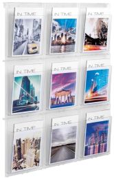 Wand-Display, 9xDIN A4, BxTxH 852x59x978 mm, glasklar, inkl. Montageschiene + Befestigungsmaterial