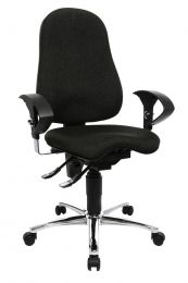 Bürodrehstuhl - Sitz-BxTxH 480x440x420-550 mm - Lehnenh. 580 mm - Permanentk. - Fitness-Sitz - inkl. Armlehnen - anthrazit / royalblau