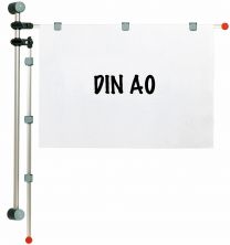 Wand-Planhalter, 2 Alu-Schwenkarme A0 (1320 mm) mit je 3 Magnetclips, inkl. Montagematerial