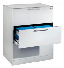 CP Hängeregistraturschrank, BxTxH 800x600x998 mm, zweibahnig, 3 Schubladen, Bügelgriff, RAL 7035 lichtgrau