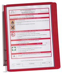 Sichttafelsystem, Wandhalter, Metall, 5 Sichttafeln Polypropylen, rot