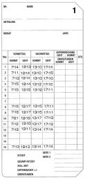 Stempelkarte, BxH 85x184 mm, Typ 2-6, für Anwesenheitszeit, doppelseitig, 6 Spalten mit 31 Stempelmöglichkeiten, VE 500 Stück