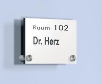 Hinweisschild, Format DIN A4, BxH 210x297 mm, best. aus 2 Acrylglasscheiben mit Edelstahlhalterungen