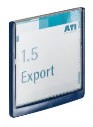 Türschild aus ABS, Sichtfenster Acryl, Klick-Funktion, BxH 149x148,5 mm, Rahmenfarbe blau, VE 5 Stück