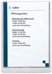 Türschild aus ABS, Sichtfenster Acryl, Klick-Funktion, BxH 210x297 mm (DIN A4), Rahmenfarbe weiß, VE 3 Stück