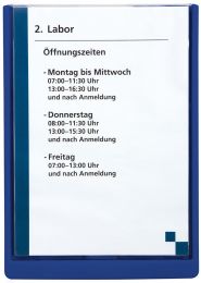 Türschild aus ABS, Sichtfenster Acryl, Klick-Funktion, BxH 210x297 mm (DIN A4), Rahmenfarbe blau, VE 3 Stück