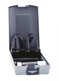 Präz.-Schälaufbohrer-Satz HSS 4tlg. in Kunststoffkassette (Rose-Box) 3 - 30 mm