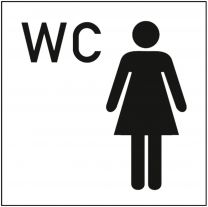 Hinweisschild, WC Damen, WC Zeichen + Frau, Folie selbstklebend, 300x300 mm