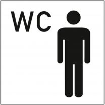 Hinweisschild, WC Herren, WC Zeichen + Mann, Folie selbstklebend, 150x150 mm