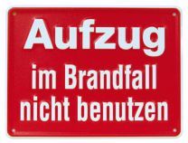 Hinweisschild, Brandschutzkennzeichnung, Aufzug im Brandfall nicht benutzen, Folie, 100x75 mm