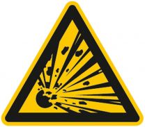 Warnschild, Warnung vor explosionsgefährlichen Stoffen, Alu, 200 mm