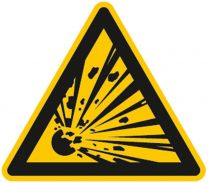 Warnschild, Warnung vor explosionsgefährlichen Stoffen, Folie, 100 mm