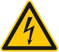 Warnschild, Warnung vor gefährlicher elektrische Spannung, Folie, 100 mm, 500 Etiketten auf Rolle