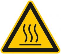 Warnschild, Warnung vor heißer Oberfläche, Folie, 25 mm, VE Bogen mit 21 Stück