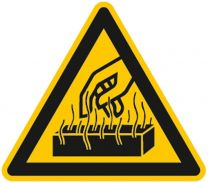 Warnschild, Warnung vor heißen Werkstoffen, Alu, 100 mm