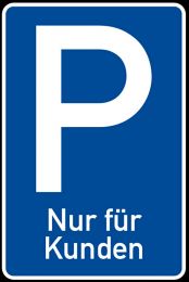 Hinweisschild, P nur für Kunden, Alu 2 mm, 420x630 mm