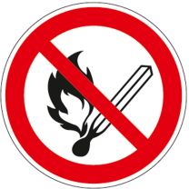 Verbotsschild, Feuer, offenes Licht und Rauchen verboten, Alu, Durchm. 200 mm