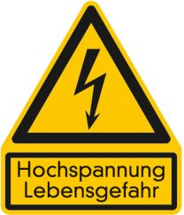 Hinweisschild, Hochspannung Lebensgefahr, Folie, 118x100 mm