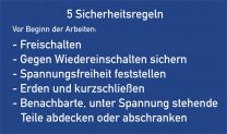 Hinweisschild, Aushang 5 Sicherheitsregeln, Alu, 120x200 mm