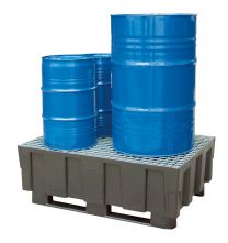 Cemo Polyethylen-Auffangwanne mit Kufen, mit verzinktem Stahlgitterrost, BxTxH 1205x805x430 mm, Vol. 224 l, 8283