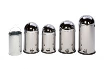 Großraum-Abfallbehälter, mit Einwurfklappe, Volumen 55 l, Durchm.xHöhe 415x880 mm, ohne Fußpedal, silber