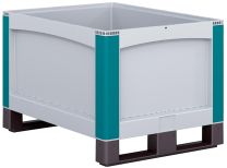 Palettenbox, PP, Volumen 145 Liter, BxTxH 800x600x520 mm, geschlossene Wände, Kufen, ohne Deckel