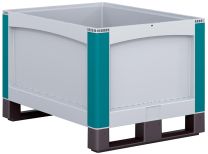Palettenbox, PP, Volumen 223 Liter, BxTxH 800x600x720 mm, geschlossene Wände, Kufen, ohne Deckel