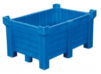 Stapel-/Sammelbehälter aus PE, kompl. geschl., Nutz/Auflast 500/2500 kg, 0,09 cbm, LxBxH 560x860x540 mm, Farbe blau