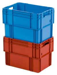 Drehstapelbehälter, PP, LxBxH 600x400x270 mm, Volumen 50 l, Farbe rot, VE 2 Stück