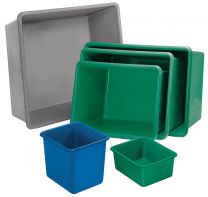 Cemo GFK-Rechteckbehälter, ohne Staplertaschen, Volumen 100 l, LxBxH oben auß/inn 880/800x580/500x290/280 mm, Farbe grün, 1142