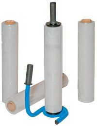 Handstretchfolien-Set, Handabroller (blau lack.), verstellbar 450-500 mm, 4 Rollen Folie 20 my, LxB 300 mx500 mm