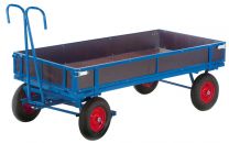Handpritschenwagen mit Bordwänden, Ladefläche LxB 1560x760 mm, Traglast 1000 kg, Luftbereifung 400x100 mm