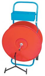 Abroll-Wagen, fahrbar, rot lackiert, für PP + PET Kunststoffbänder, Rollen 200, 280, 406 mm Kern