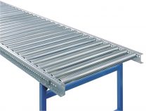 Schwerlast-Rollenbahn mit Stahlrollen, Bahnbreite 400 mm, Gesamtbreite 480 mm, Achsabstand 78 mm, Gerade 2 m
