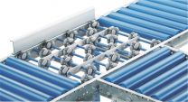 Allseiten-Röllchenbahn mit Tonnenröllchen, Bahnbreite 400 mm, Achsabstand 100 mm, Gerade 0,5 m
