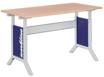 Grundtisch, höhenverstellbar, mit Klemmfeststellung und Melaminharz-Arbeitsplatte, BxTxH 1500x750x735-1000 mm, RAL 7035/5013