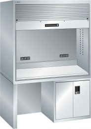 Lista Arbeitsplatzsystem BxTxH 1434x725x1900 mm, RAL 7035, 1 Aufsatzschrank mit Rolladen, 1 Fuß, 1 Hardwareschrank, 17.802.020