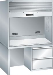 Lista Arbeitsplatzsystem BxTxH 1434x725x1900 mm, RAL 7035, 1 Aufsatzschrank mit Rolladen, 1 Fuß, 1 Schubladenschrank, 17.807.020
