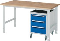 Rollschrank BxTxH 490x600x690 mm, Schubladen 2x150, 1x180 mm, Gehäuse, RAL 7035/5010