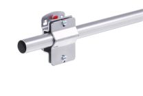 Klemmschellenhalter, für Rundrohr, Breite 55 mm, Durchm. 19-24 mm, ähnlich RAL 9006 aluminium